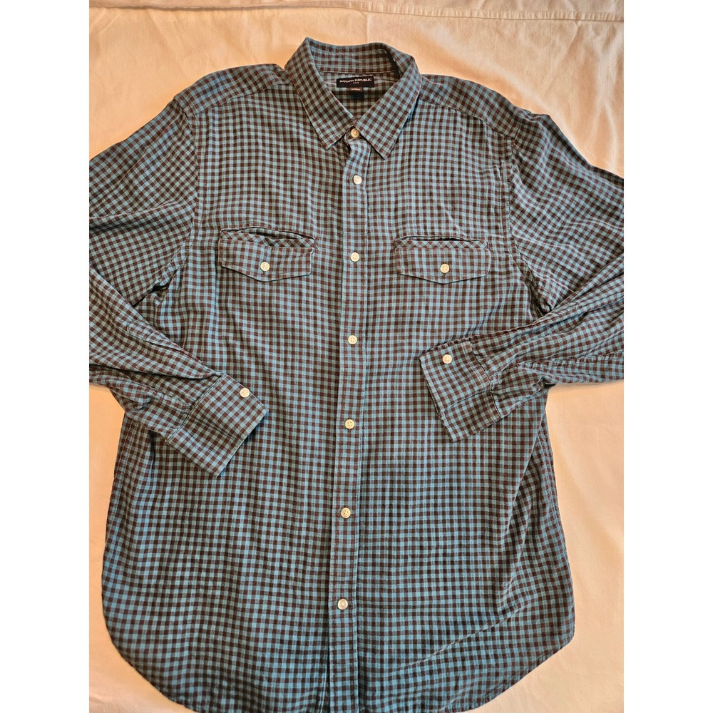 Banana‎ Republic Mens Gingham Button Down Long Sleeve Casual Shirt XL